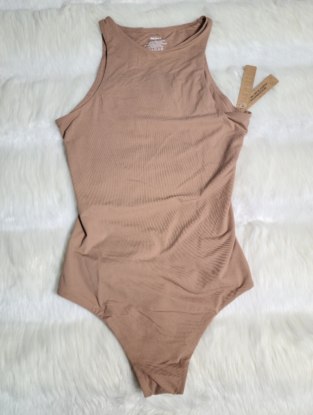 SKIMS Fits Everybody High Neck Bodysuit Brown Sienna Women XXS NEW